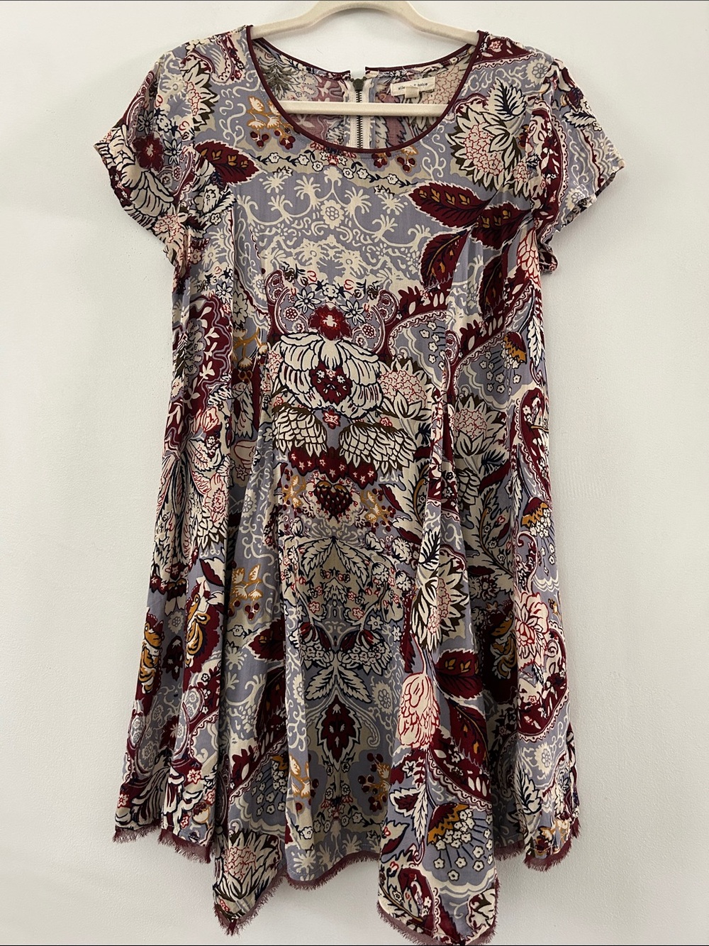 silence + noise Floral Dress/Tunic Mini Swing Raw Hem Paisley Women's Size Small